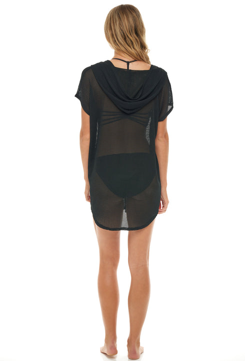 SHORT SLEEVE TUNIC WITH HOODIE - GOFRET